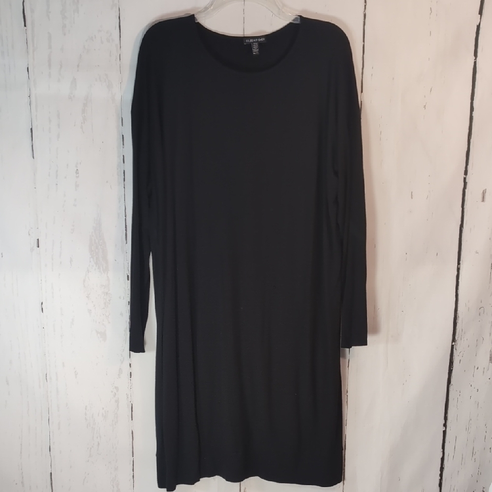 Eileen Fisher Black Long Sleeve Shift Dress